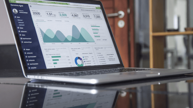 Laptop in Table Opening Smooth Line Chart